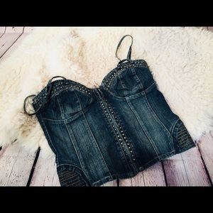 Studded Denim Bustier